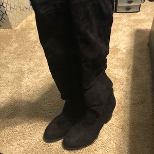 Black suede over the knew boots